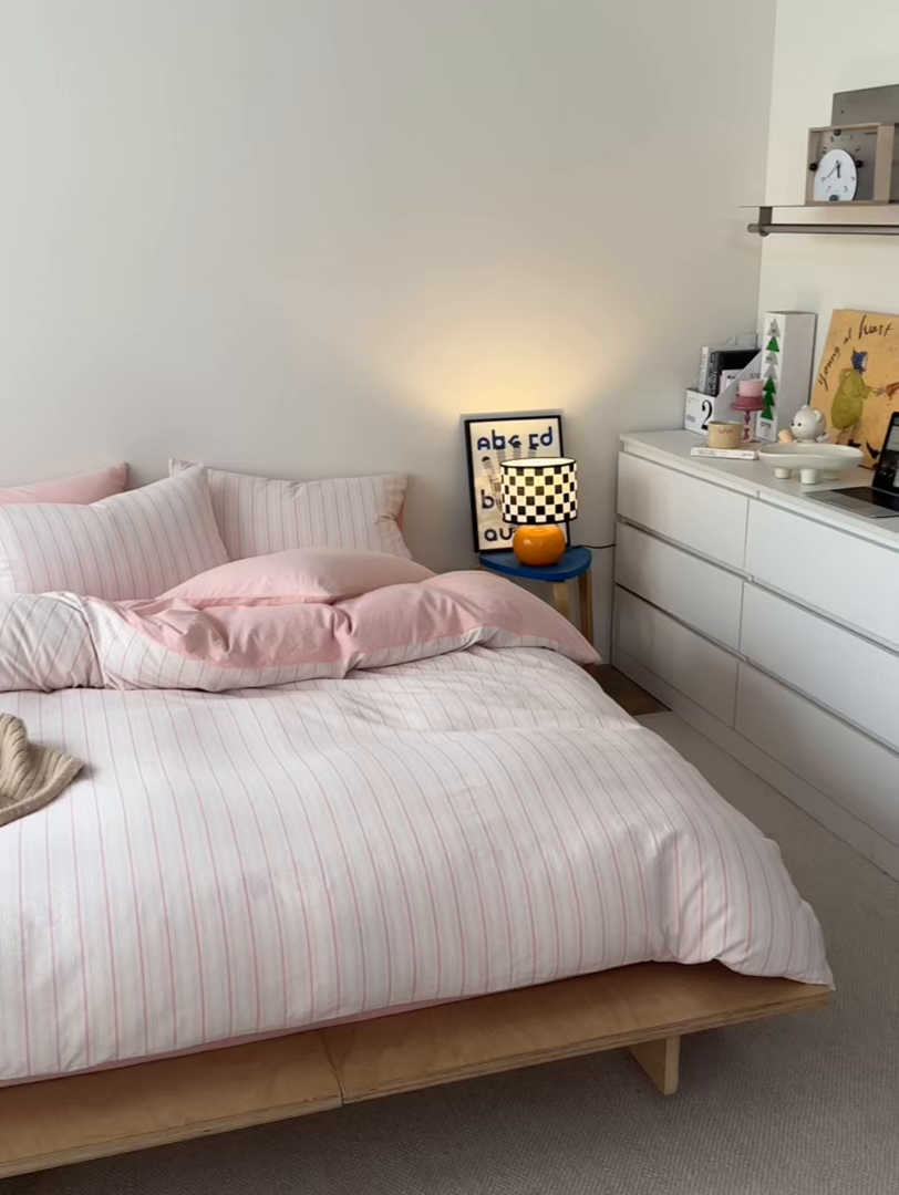 91家纺网 家纺一手货源 找家纺 （总）如一 2026新款色织小提花条纹全棉纯棉水洗棉四件套