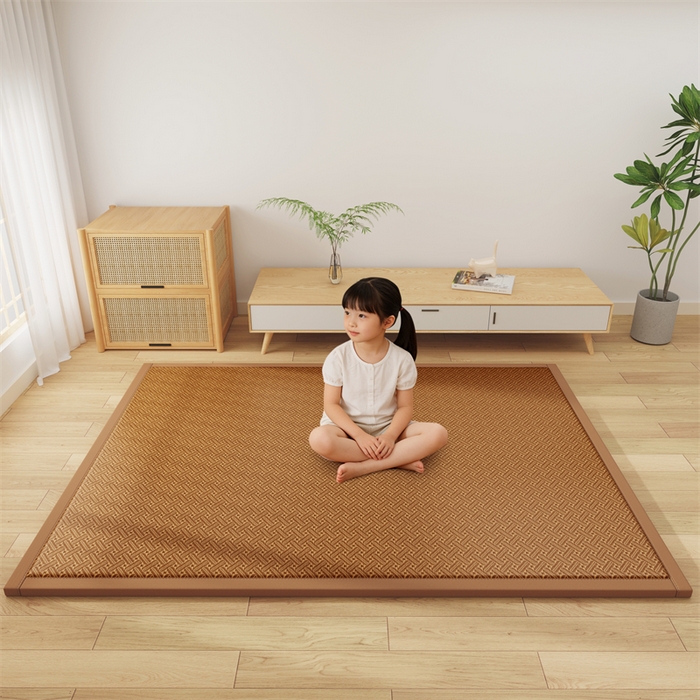 91家纺网 家纺一手货源 找家纺 缦吉 2026新款多功能凉席地垫凉感冰藤席地铺神器凉席地垫睡垫系列 回纹冰藤