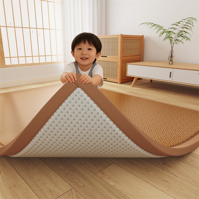 91家纺网 家纺一手货源 找家纺 缦吉 2026新款多功能凉席地垫凉感冰藤席地铺神器凉席地垫睡垫系列 回纹冰藤