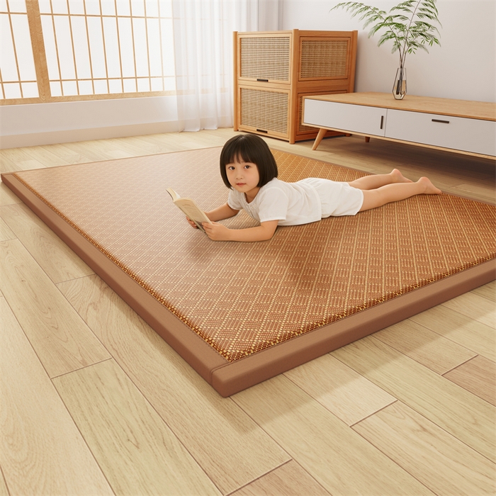 缦吉 2026新款多功能凉席地垫凉感冰藤席地铺神器凉席地垫睡垫系列 金格雅纹