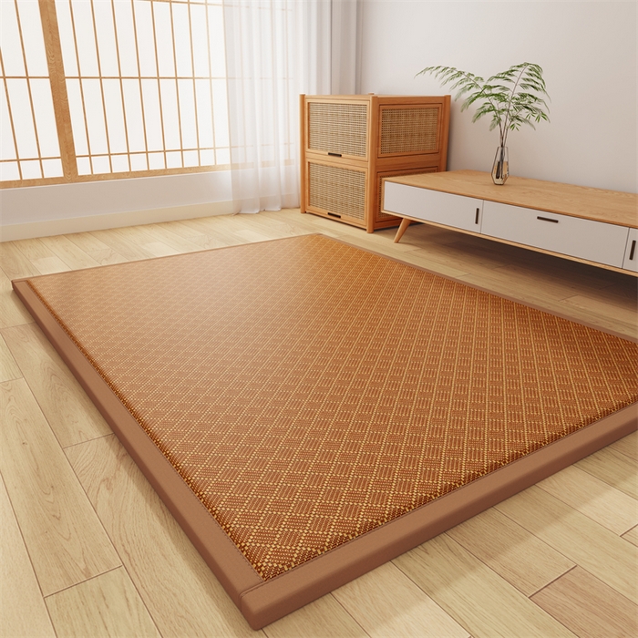 91家纺网 家纺一手货源 找家纺 缦吉 2026新款多功能凉席地垫凉感冰藤席地铺神器凉席地垫睡垫系列 金格雅纹