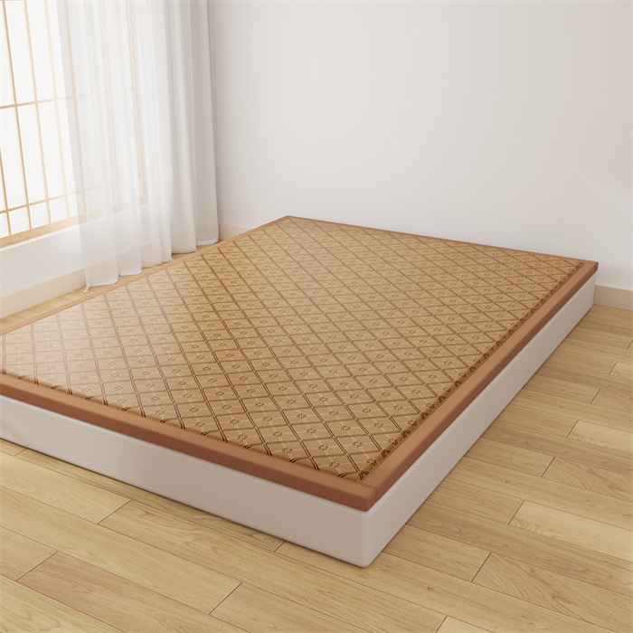 91家纺网 家纺一手货源 找家纺 缦吉 2026新款多功能凉席地垫凉感冰藤席地铺神器凉席地垫睡垫系列 玉润方格