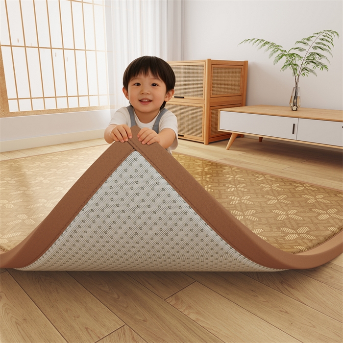 91家纺网 家纺一手货源 找家纺 缦吉 2026新款多功能凉席地垫凉感冰藤席地铺神器凉席地垫睡垫系列 四叶雅藤