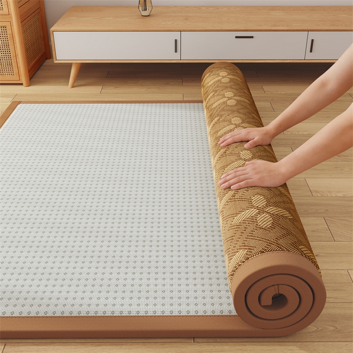 91家纺网 家纺一手货源 找家纺 缦吉 2026新款多功能凉席地垫凉感冰藤席地铺神器凉席地垫睡垫系列 四叶雅藤