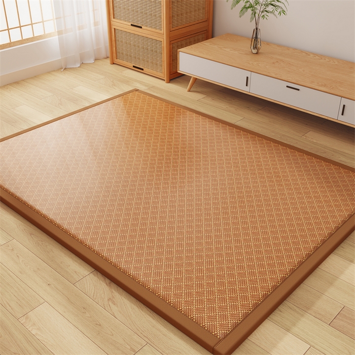 91家纺网 家纺一手货源 找家纺 缦吉 2026新款多功能凉席地垫凉感冰藤席地铺神器凉席地垫睡垫系列 金格雅纹