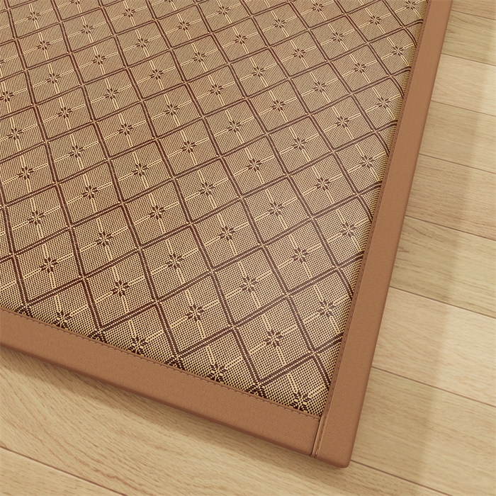 91家纺网 家纺一手货源 找家纺 缦吉 2026新款多功能凉席地垫凉感冰藤席地铺神器凉席地垫睡垫系列 玉润方格