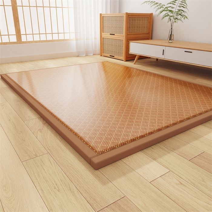 91家纺网 家纺一手货源 找家纺 缦吉 2026新款多功能凉席地垫凉感冰藤席地铺神器凉席地垫睡垫系列 金格雅纹