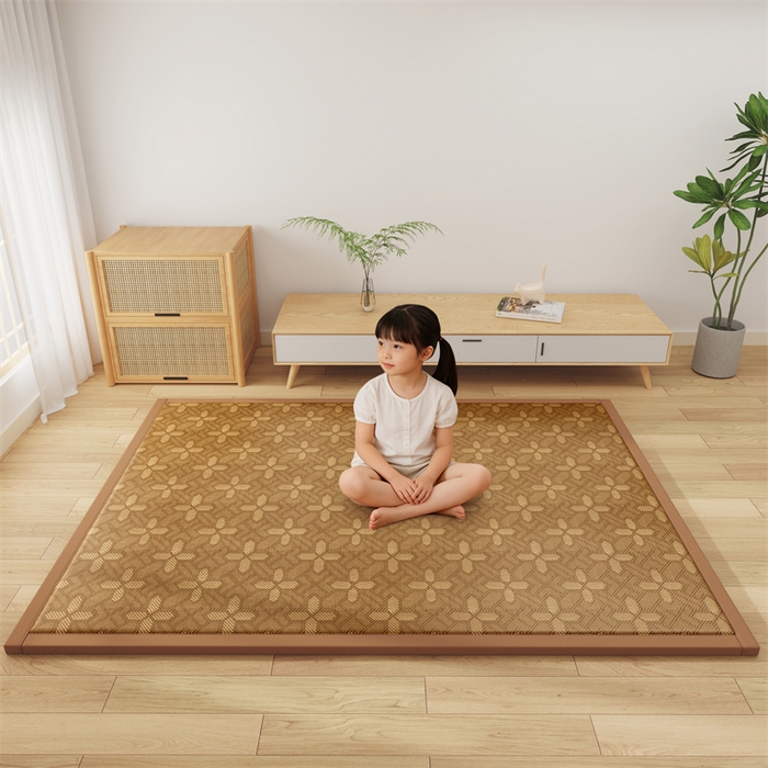 91家纺网 家纺一手货源 找家纺 缦吉 2026新款多功能凉席地垫凉感冰藤席地铺神器凉席地垫睡垫系列 四叶雅藤