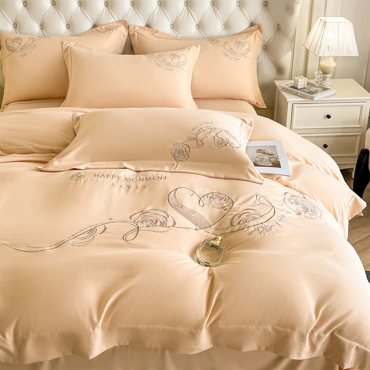 经年 2026春夏新款云朵棉刺绣四件套-一见倾心 一见倾心-香槟