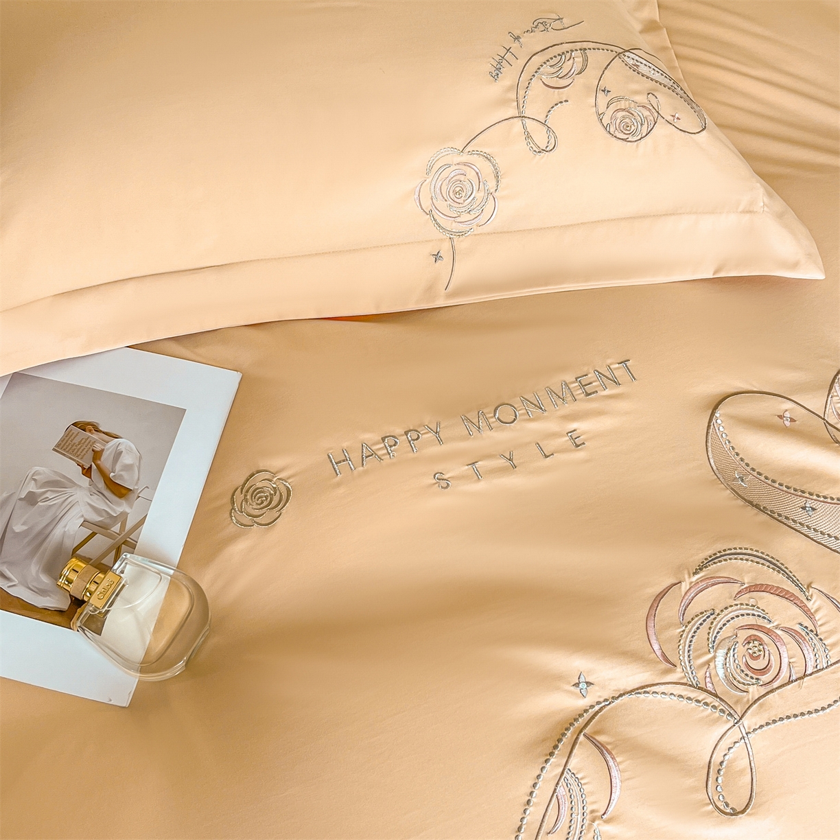 91家纺网 家纺一手货源 找家纺 经年 2026春夏新款云朵棉刺绣四件套-一见倾心 一见倾心-香槟