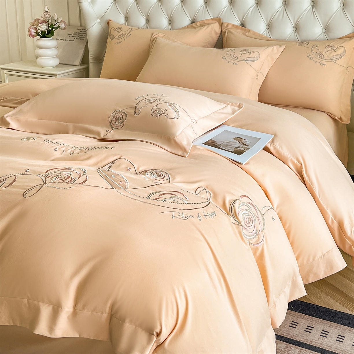 91家纺网 家纺一手货源 找家纺 经年 2026春夏新款云朵棉刺绣四件套-一见倾心 一见倾心-香槟