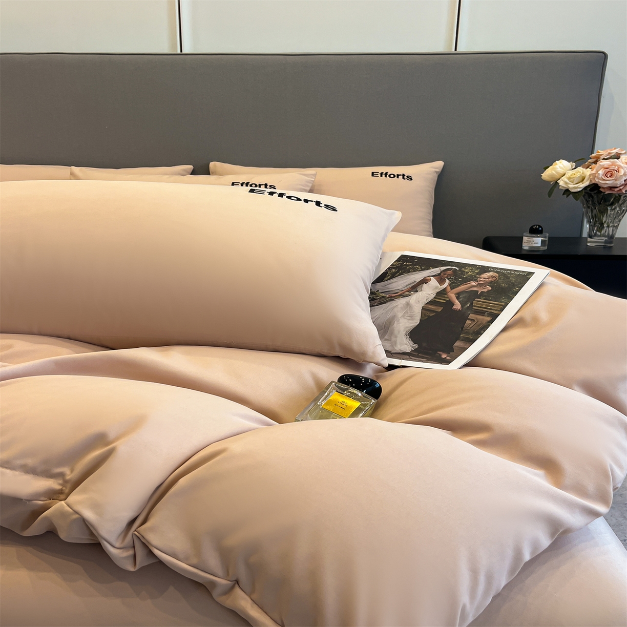 91家纺网 家纺一手货源 找家纺 经年 2026春夏新款亲肤棉加厚磨毛刺绣四件套-励志 励志-香槟