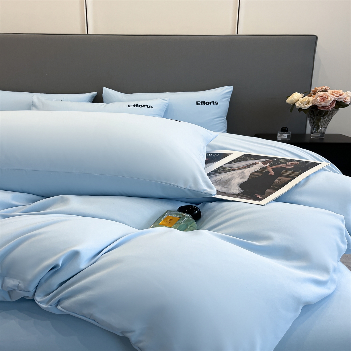 91家纺网 家纺一手货源 找家纺 经年 2026春夏新款亲肤棉加厚磨毛刺绣四件套-励志 励志-蓝