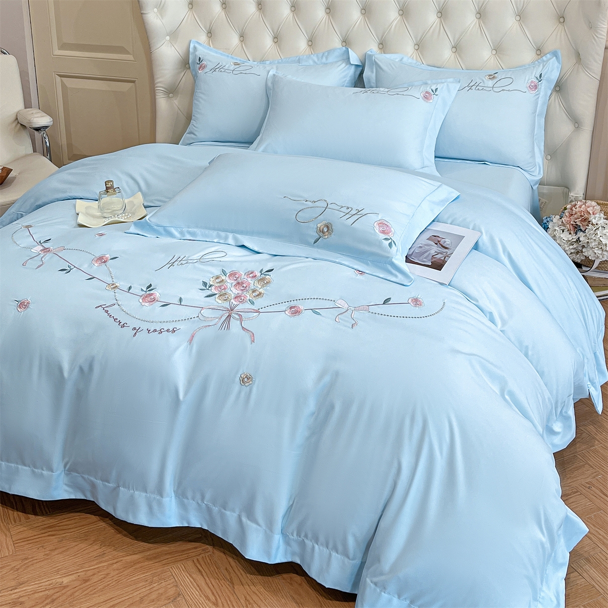 91家纺网 家纺一手货源 找家纺 经年 2026春夏新款云朵棉刺绣四件套-约定 约定-以太兰