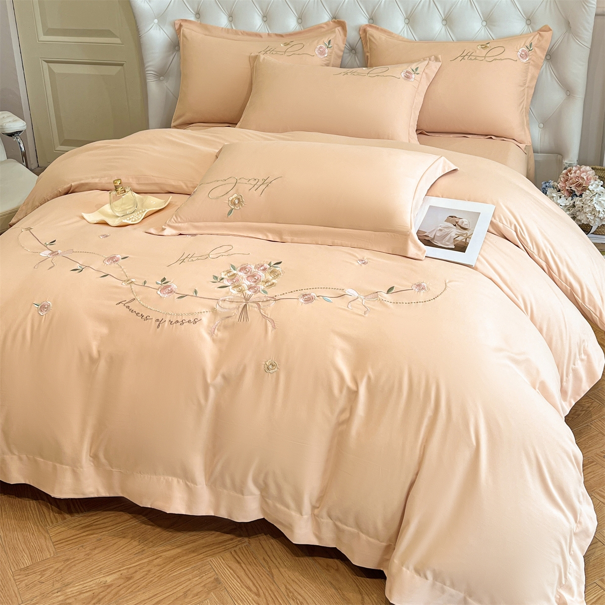 91家纺网 家纺一手货源 找家纺 经年 2026春夏新款云朵棉刺绣四件套-约定 约定-香槟