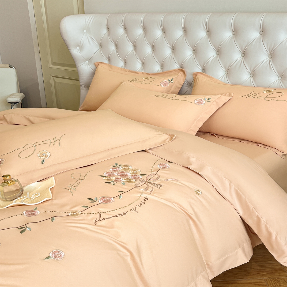 91家纺网 家纺一手货源 找家纺 经年 2026春夏新款云朵棉刺绣四件套-约定 约定-香槟