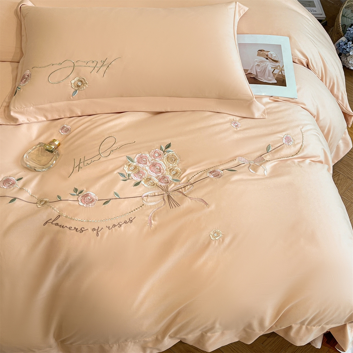 91家纺网 家纺一手货源 找家纺 经年 2026春夏新款云朵棉刺绣四件套-约定 约定-香槟