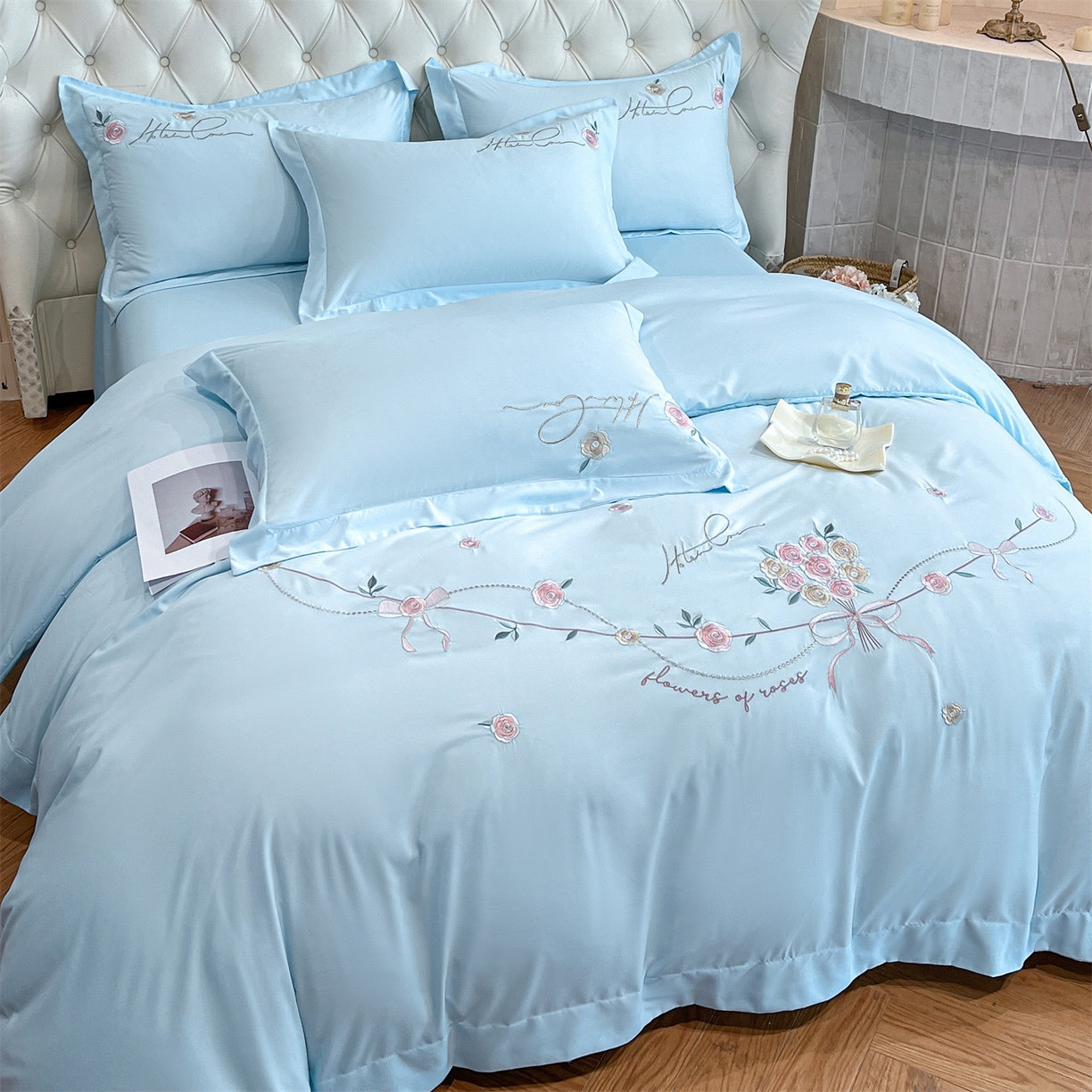 91家纺网 家纺一手货源 找家纺 经年 2026春夏新款云朵棉刺绣四件套-约定 约定-以太兰