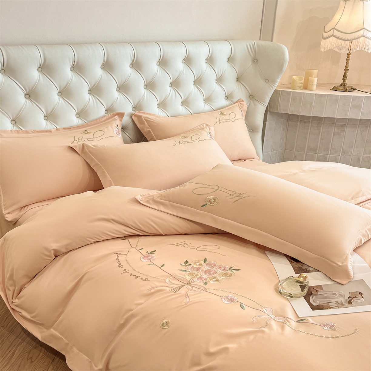 91家纺网 家纺一手货源 找家纺 经年 2026春夏新款云朵棉刺绣四件套-约定 约定-香槟