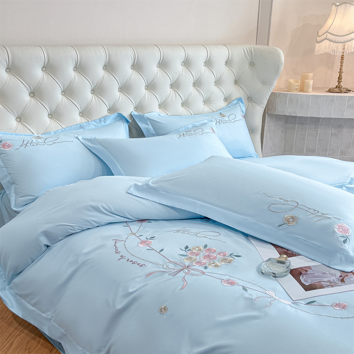 91家纺网 家纺一手货源 找家纺 经年 2026春夏新款云朵棉刺绣四件套-约定 约定-以太兰