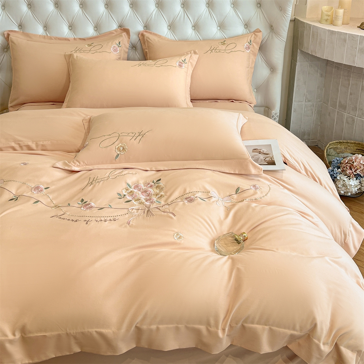 91家纺网 家纺一手货源 找家纺 经年 2026春夏新款云朵棉刺绣四件套-约定 约定-香槟