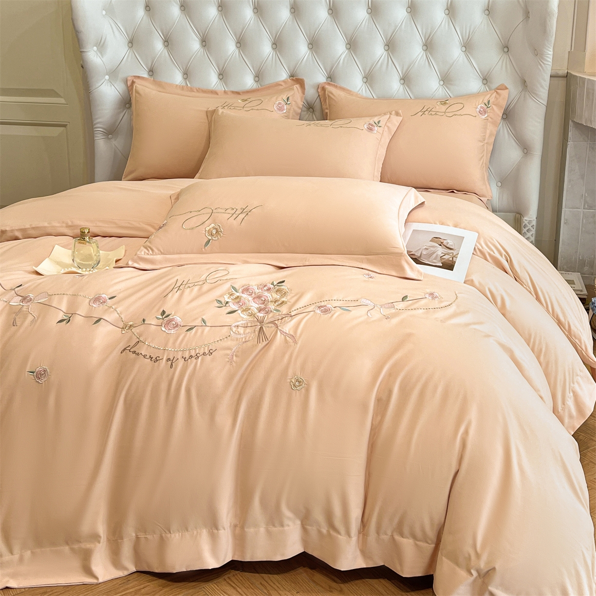 91家纺网 家纺一手货源 找家纺 经年 2026春夏新款云朵棉刺绣四件套-约定 约定-香槟