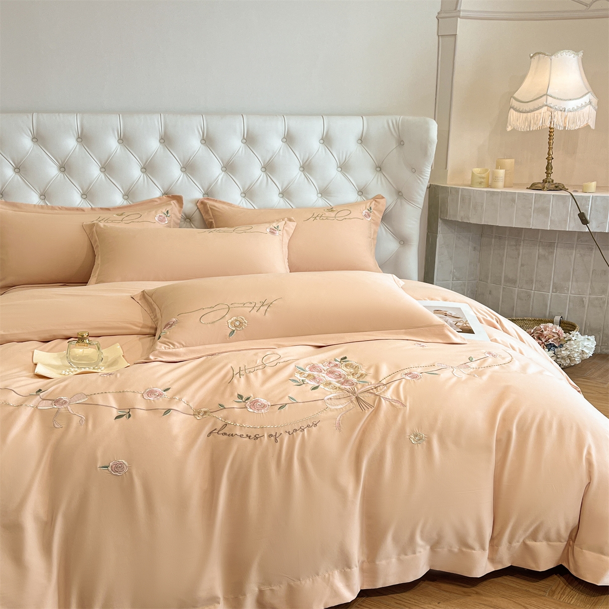 91家纺网 家纺一手货源 找家纺 经年 2026春夏新款云朵棉刺绣四件套-约定 约定-香槟