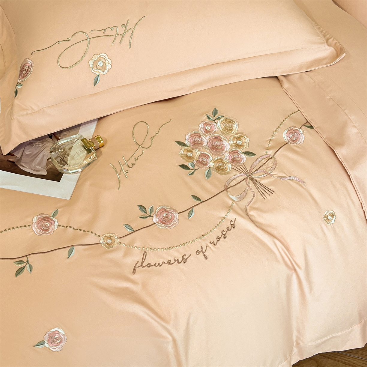 91家纺网 家纺一手货源 找家纺 经年 2026春夏新款云朵棉刺绣四件套-约定 约定-香槟