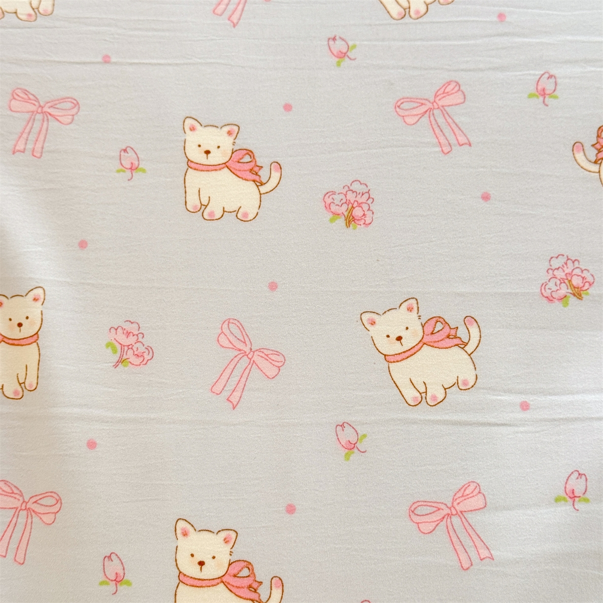 91家纺网 家纺一手货源 找家纺 经年 2026新款学生季上下铺韩版花边水洗云朵棉学生宿舍三件套四件套 蝴蝶结小狗