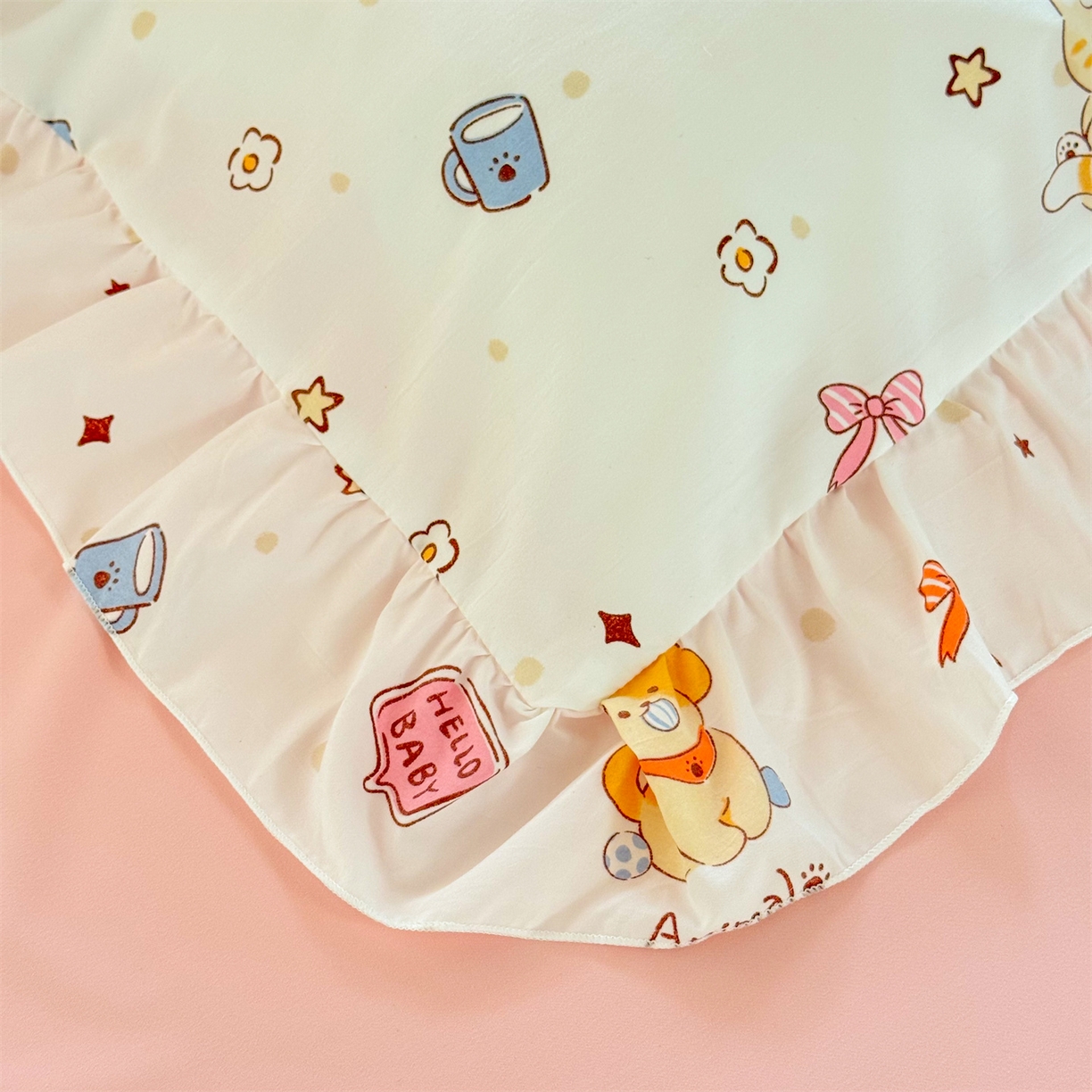 91家纺网 家纺一手货源 找家纺 经年 2026新款学生季上下铺韩版花边水洗云朵棉学生宿舍三件套四件套 可爱修狗