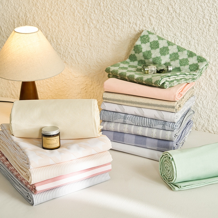 91家纺网 家纺一手货源 找家纺 （总）小懒猪 2026新款13372A类双拼纯色全棉纯棉四件套 （提供买家秀）