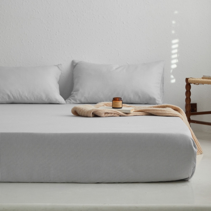 91家纺网 家纺一手货源 找家纺 小懒猪 2026新品全棉纯棉老粗布单品床笠床笠单件凉席席子 莱卡灰