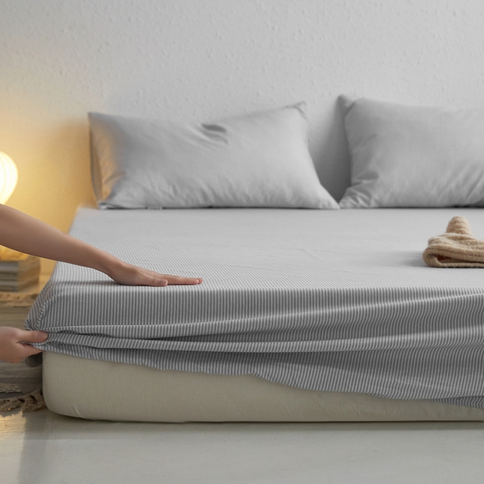 91家纺网 家纺一手货源 找家纺 小懒猪 2026新品全棉纯棉老粗布单品床笠床笠单件凉席席子 莱卡灰