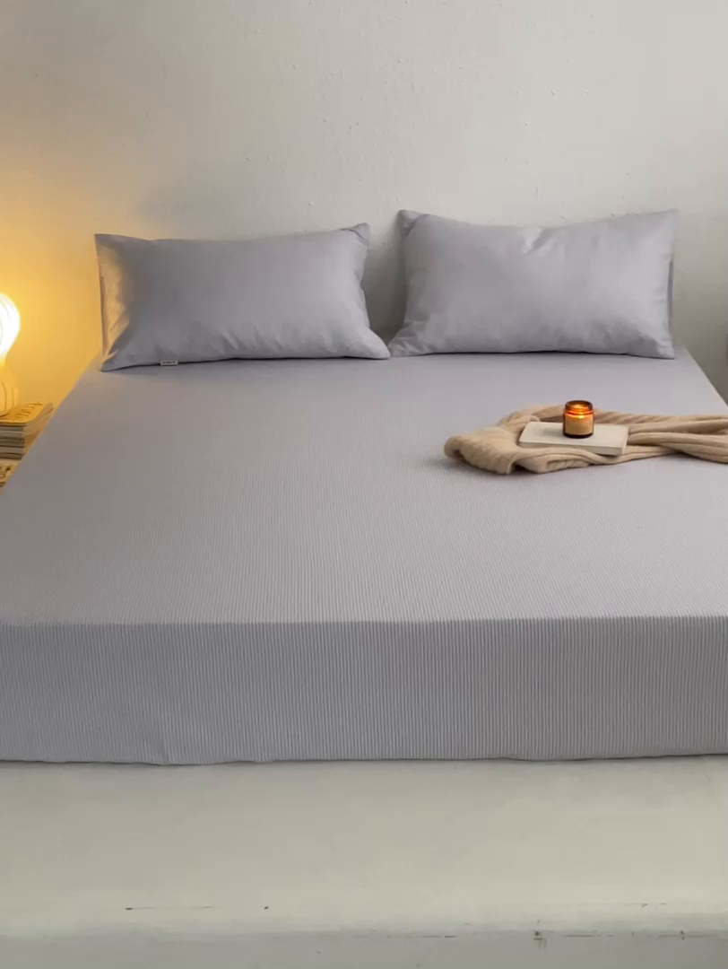 91家纺网 家纺一手货源 找家纺 小懒猪 2026新品全棉纯棉老粗布单品床笠床笠单件凉席席子 莱卡灰