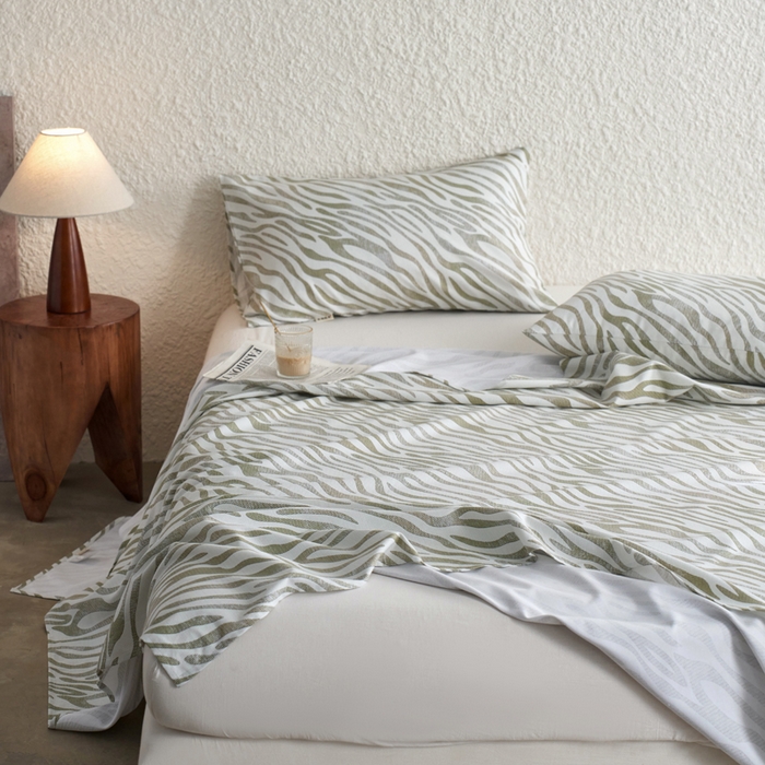 91家纺网 家纺一手货源 找家纺 小懒猪 2026新品全棉纯棉老粗布单品床单床单单件凉席席子 绿漾