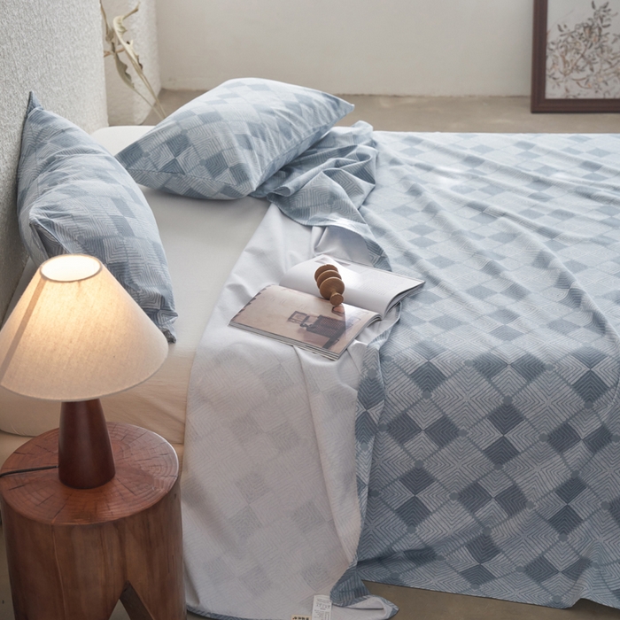 91家纺网 家纺一手货源 找家纺 小懒猪 2026新品全棉纯棉老粗布单品床单床单单件凉席席子 魔方