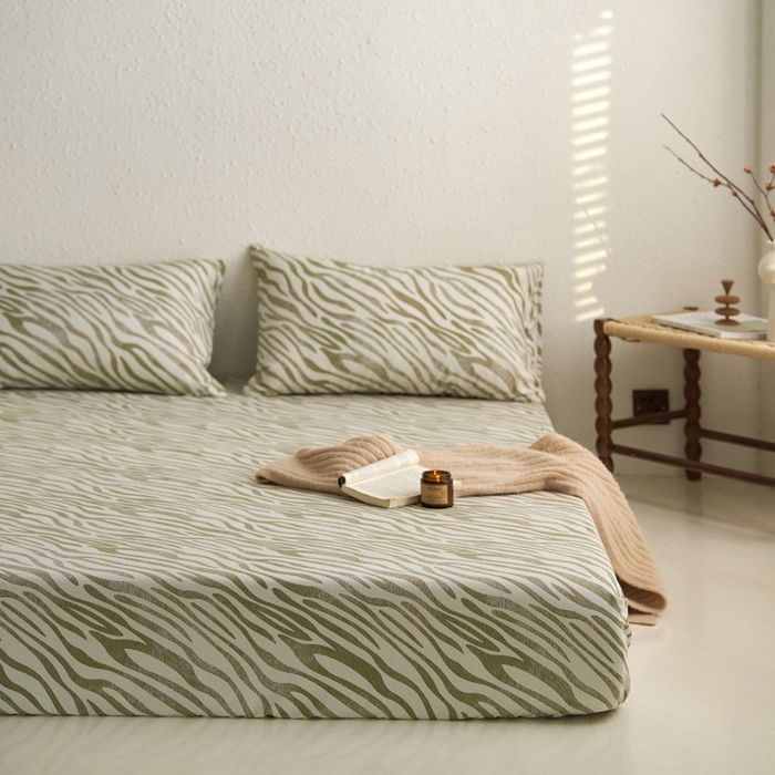 91家纺网 家纺一手货源 找家纺 小懒猪 2026新品全棉纯棉老粗布单品床笠床笠单件凉席席子 绿漾