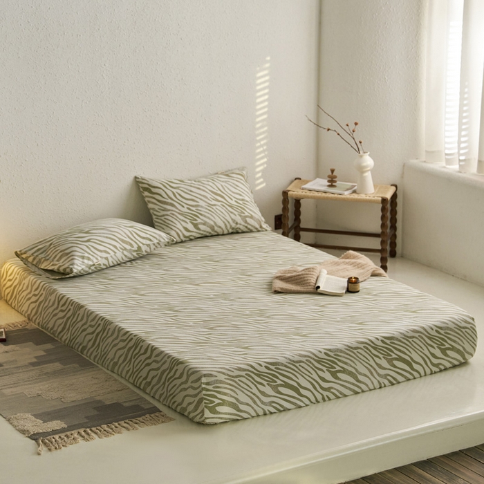 91家纺网 家纺一手货源 找家纺 小懒猪 2026新品全棉纯棉老粗布单品床笠床笠单件凉席席子 绿漾