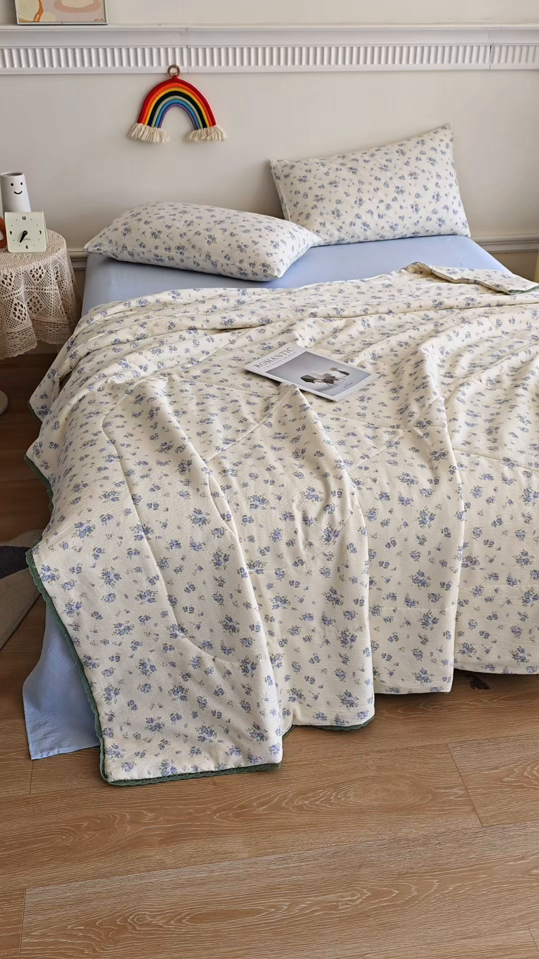 91家纺网 家纺一手货源 找家纺 （总）米萝家居 2026新款100%棉花夏被四件套双层纱花边夏凉被空调被被子被芯直播