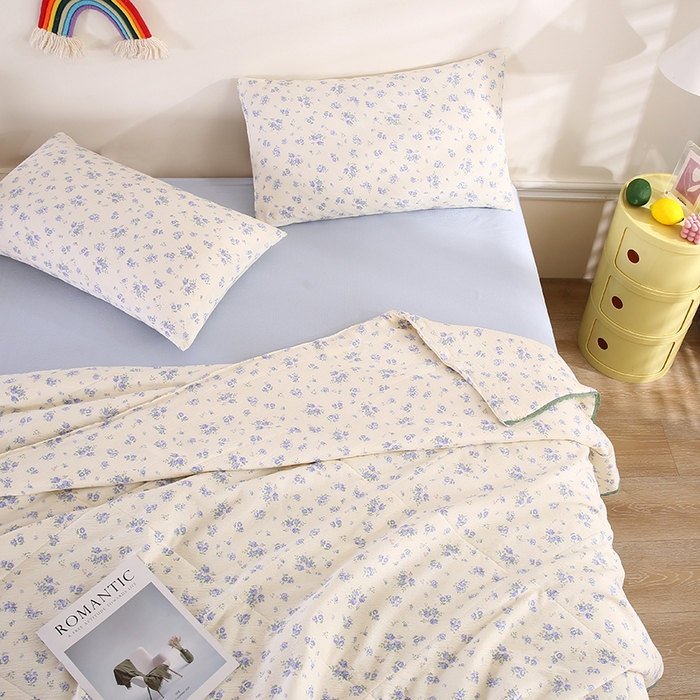 91家纺网 家纺一手货源 找家纺 （总）米萝家居 2026新款100%棉花夏被四件套双层纱花边夏凉被空调被被子被芯直播