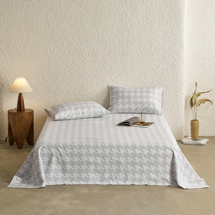 小懒猪 2026新品全棉纯棉老粗布单品床单床单单件凉席席子 千鸟格灰