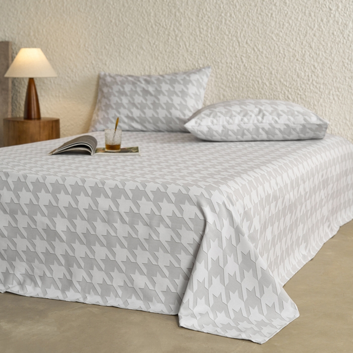 91家纺网 家纺一手货源 找家纺 小懒猪 2026新品全棉纯棉老粗布单品床单床单单件凉席席子 千鸟格灰