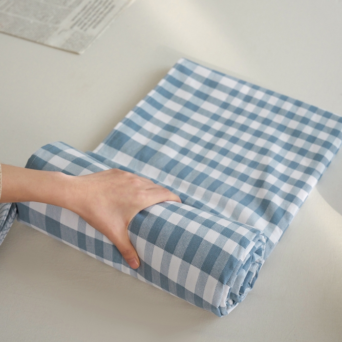 91家纺网 家纺一手货源 找家纺 小懒猪 2026新品全棉纯棉老粗布单品床单床单单件凉席席子 浅蓝格