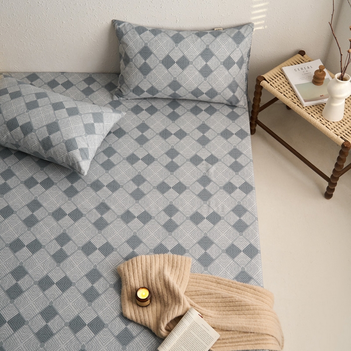 91家纺网 家纺一手货源 找家纺 小懒猪 2026新品全棉纯棉老粗布单品床笠床笠单件凉席席子 魔方