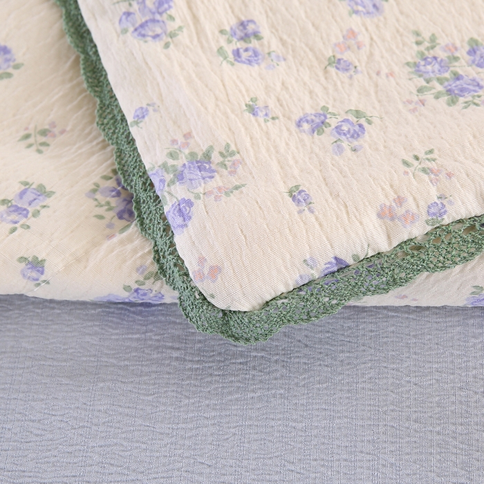 91家纺网 家纺一手货源 找家纺 米萝家居 2026新款100%棉花夏被四件套双层纱花边夏凉被空调被被子被芯直播 半夏