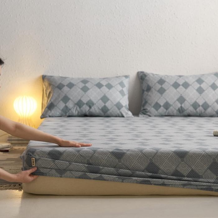 91家纺网 家纺一手货源 找家纺 小懒猪 2026新品全棉纯棉老粗布单品床笠床笠单件凉席席子 魔方