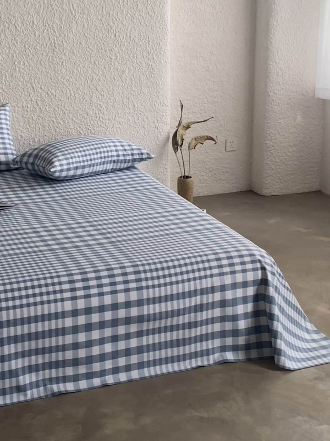 91家纺网 家纺一手货源 找家纺 小懒猪 2026新品全棉纯棉老粗布单品床单床单单件凉席席子 浅蓝格