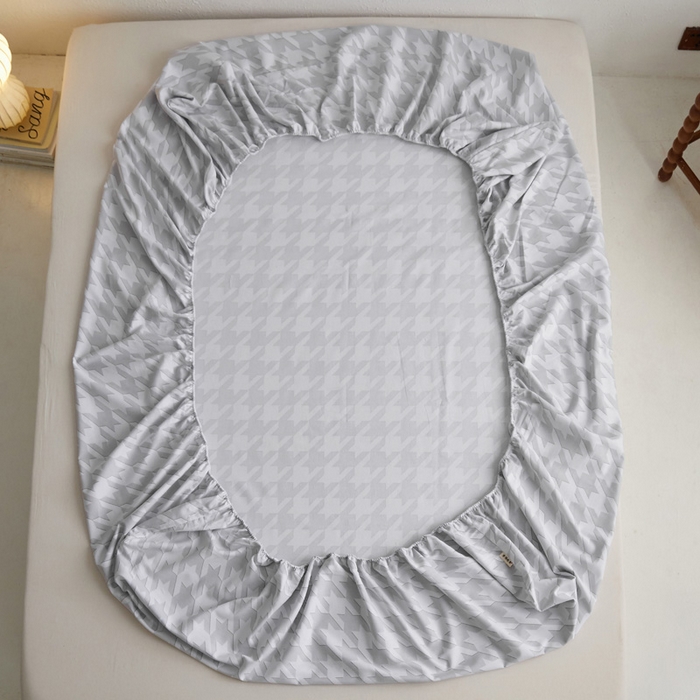 91家纺网 家纺一手货源 找家纺 小懒猪 2026新品全棉纯棉老粗布单品床笠床笠单件凉席席子 千鸟格灰