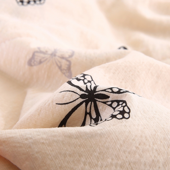 91家纺网 家纺一手货源 找家纺 米萝家居 2026新款100%棉花夏被四件套双层纱花边夏凉被空调被被子被芯直播 蝶舞