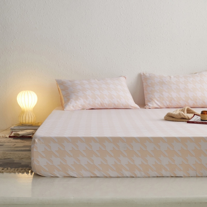 91家纺网 家纺一手货源 找家纺 小懒猪 2026新品全棉纯棉老粗布单品床笠床笠单件凉席席子 千鸟格米